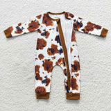 Infant baby brown zip romper