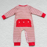 Santa baby girl christmas embroidery striped romper