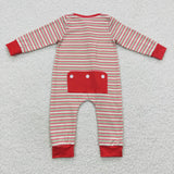 Santa baby christmas embroidery striped romper