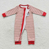 Santa baby christmas embroidery striped romper