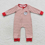 Santa baby christmas embroidery striped romper