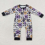 Newborn fall floral halloween ghost romper