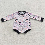 Halloween ghost floral baby girls sleeved fall romper