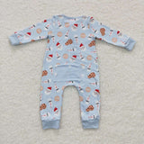 Toddler boy christmas cookies blue butt flap romper