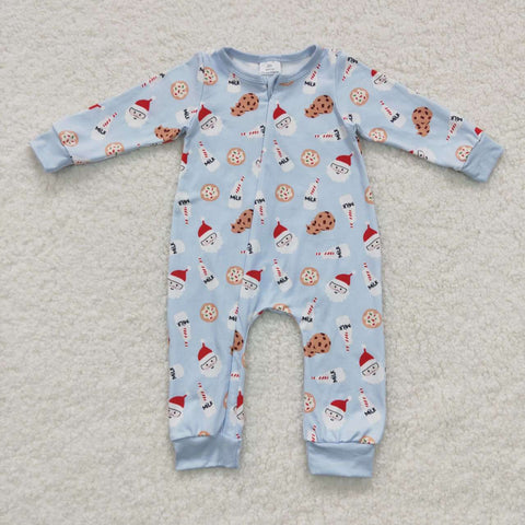 Toddler boy christmas cookies blue butt flap romper