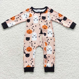 Halloween toddler ghost pumpkin zipper romper