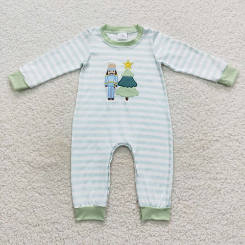 Newborn boy soldier & tree christmas striped romper