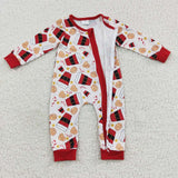 Newborn christmas cookies red zip romper