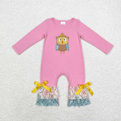 LR0494 Baby clothing embroidered owl baby girl winter romper