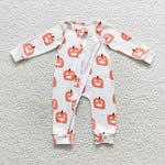 Toddler halloween fall zip white romper