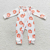 Toddler halloween fall zip white romper