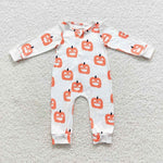 Toddler halloween fall zip white romper