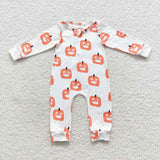 Toddler halloween fall zip white romper