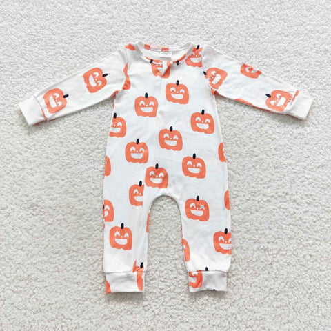 Toddler halloween fall zip white romper