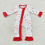 Newborn girls christmas candy canes romper