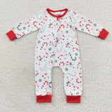 Newborn boy christmas candy canes butt flap romper