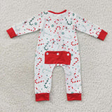 Newborn boy christmas candy canes butt flap romper