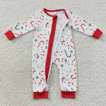 Newborn boy christmas candy canes butt flap romper