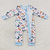 Infants butterfly blue zipper romper