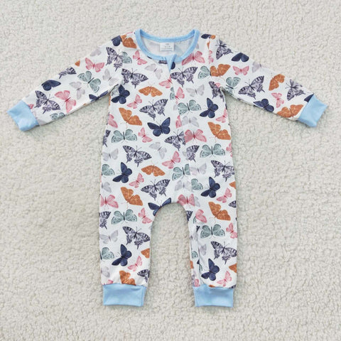 Infants butterfly blue zipper romper