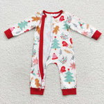 Toddler christmas trees gingerbread zipper romper