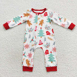 Toddler christmas trees gingerbread zipper romper