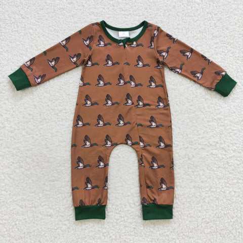 Little boy mallard zipper fall romper