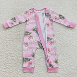 Toddler howdy santa pink zipper romper
