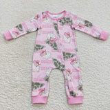 Toddler howdy santa pink zipper romper
