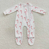 Candy canes newborn christams white footed romper