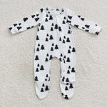 Black trees toddler footed white romper