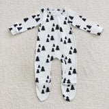 Black trees toddler footed white romper