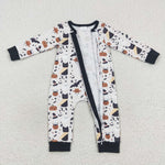 Newborn pumpkin halloween zipper romper