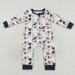 Newborn pumpkin halloween zipper romper