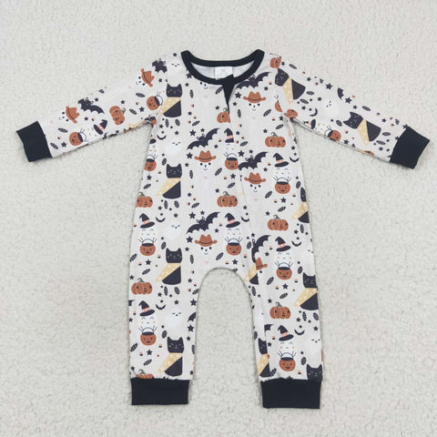 Newborn pumpkin halloween zipper romper