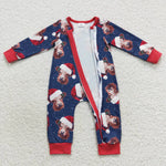 Newborn boy christmas heifer zipper romper