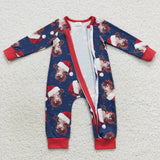 Newborn boy christmas heifer zipper romper