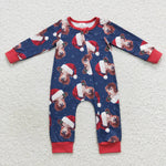 Newborn boy christmas heifer zipper romper