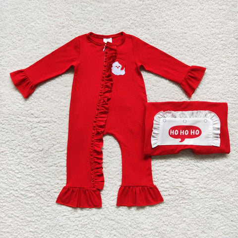 Newborn girls christmas red romper