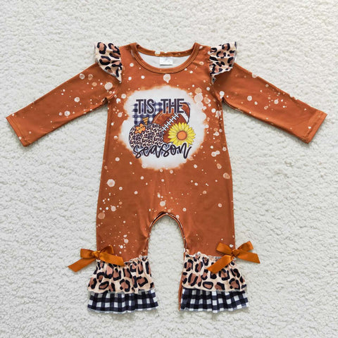 Tis the season pumpkin sunflower fall romper for baby