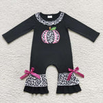 Newborn girls pumpkin black Long sleeves baby romper