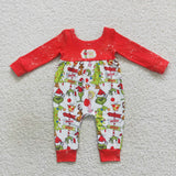 Little girl grinchmas long sleeve romper