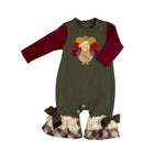 LR0666 long sleeve baby thanksgiving turkey romper