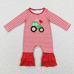 LR0847 baby girl clothes girl valentines day clothes heart tractor embroidery valentines day romper