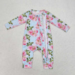 LR0880 bamboo baby girl clothes flower toddler girl winter romper