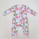 LR0880 bamboo baby girl clothes flower toddler girl winter romper