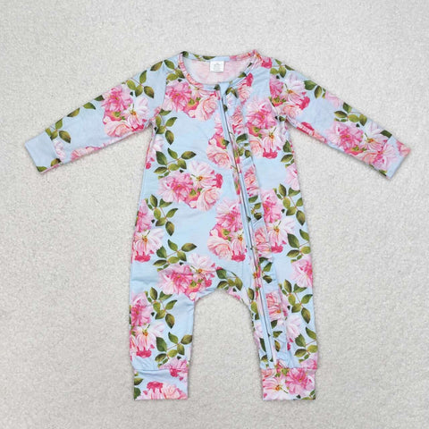 LR0880 bamboo baby girl clothes flower toddler girl winter romper