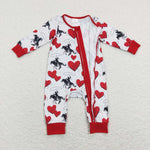 LR0903  baby boy clothes horse riding with love boy valentines day romper