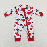 LR0903  baby boy clothes horse riding with love boy valentines day romper