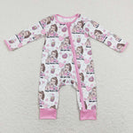 LR0906 baby clothes baby girl valentines day zipper romper